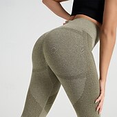 billiga Yoga Leggings &amp; Tights-Dam Yogabyxor Yoga leggings Lappverk Hög midja Yoga Gymträning Pilates Trikåer Svart Rosa Armégrön Höst sporter Sportkläder Elastisk Smal