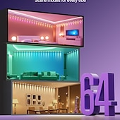  LED Smart Light Elegant Wedding Party Reception Tuya WiFi RGBIC Waterproof Eaves Lights – 3M 15LEDs/5M 25LEDs for Outdoor Garden Festival Decor