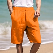 economico Vacanza-Per uomo Pantaloncini Pantaloncini estivi Pantaloncini da spiaggia A cordoncino Vita elastica Gamba dritta Liscio Comfort Traspirante Breve Informale Giornaliero Per eventi Di tendenza Classico Cachi