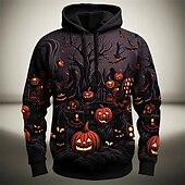 levne Mikiny s kapucí-Dýně Kapuce Pullover předvečer Všech svatých 3D Přední kapsa Grafika Pro Pro páry Pánské Dámské Dospělé předvečer Všech svatých Karneval Plesová maškaráda 3D tisk Párty Běžné / Denní