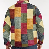 olcso férfi ing kabát-Férfi Színes Mértani formák Tehenészfiú Ingkabát Overshirt Hosszú ujj Szüret Alkalmi Hétköznapi viselet Alkalmi Ősz &amp; tél Galléros ingek Gombok 3D nyomtatás 2 zseb Multi Color