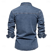 cheap Men&#039;s Elite Shirts-Men&#039;s 100% Cotton Shirt Button Up Shirt Casual Shirt Button Down Shirt Blue Long Sleeve Solid Color Turndown Shirt Collar Outdoor Work Pocket Clothing Apparel Neutral Daily Sports &amp; Outdoors