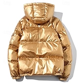 billiga Herrdunjackor och -parkas-Herr Vinterkappa Pufferjacka Vadderad jacka Ficka Polyester Dagliga kläder Datum Semester Normal Mode Ledigt Bekväm Håller värmen Höst vinter Enfärgad / vanlig färg Silver Svart Marinblå Guld