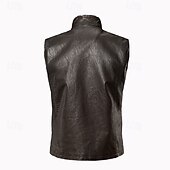baratos Gilets-Homens Colete Gilet Casamento Festa / Eventos Diário Moda Negócio Outono &amp; inverno Bolsos Tosão Pele PU Térmico / Quente Tecido Zíper Colarinho Chinês Normal Café Colete