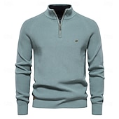 abordables Pull col rond-nouveaux cardigans à fermeture éclair en coton d&#039;automne pour hommes mode décontracté social hommes pulls col haut chaud hiver pull tricoté hommes