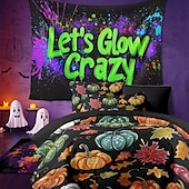 cheap Halloween Bedroom-Halloween Colorful Pumpkin Duvet Cover Set - Vibrant and Festive Pumpkin Design - Includes Duvet Cover and Pillowcases - Soft and Comfortable Fabric