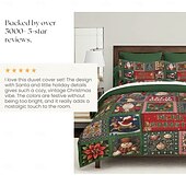 baratos Quarto de Natal-conjunto de capa de edredom de natal estilo vintage patchwork design conjunto de edredom de natal completo inclui capa de edredom e fronhas perfeito para adicionar alegria sazonal e conforto à decoração do seu quarto