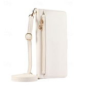 abordables Coques autres téléphones-téléphone Coque Pour Pixel 9 Pro Pixel 9 Pro XL Pixel 8 Pro Pixel 8 Pixel 7 Pixel 7 Pro Pixel 6 Pixel 6 Pro Coque Arriere Avec Support fermeture Éclair avec lanière Rétro TPU faux cuir