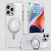 Недорогие Чехлы для iPhone-Магнитный чехол с кольцом-подставкой для iPhone 16e 16 Pro Max 15 Pro Max Plus 15 14 Pro Max Plus 13 12 11 Pro Max – ударопрочная прозрачная задняя крышка с подставкой
