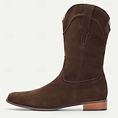 billige Cowboy og vestlige støvler-Herre Støvler Cowboy Western støvler Arbeidsstøvler Fritid Daglig Semsket lær PU Hold Varm Pustende Skli Støvletter Tøfler Svart Kakifarget kaffe Sommer Vinter