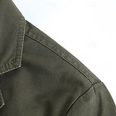 billige Blazere for menn-Herre Blazer Virksomhet Cocktailfest Bryllupsfest Mote Fritid Vår &amp; Vinter 100 % bomull Helfarge Knapp Lomme Bekvem Enkeltkneppet Blazer Svart Grønn Kakifarget