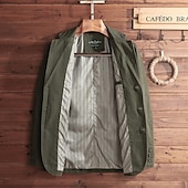 cheap Men&#039;s Classic Blazers-Men&#039;s Blazer Business Cocktail Party Wedding Party Fashion Casual Spring &amp;  Fall Polyester Plain Button Pocket Comfortable Single Breasted Blazer Black khaki Army Green