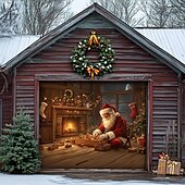 tanie Osłony drzwi garażowych na Boże Narodzenie-Boże Narodzenie na zewnątrz garaż drzwi pokrywa xmas baner święty mikołaj centrum handlowe duże tło świąteczne dekoracja na święta zewnętrzne garaż drzwi dekoracje ścienne domu