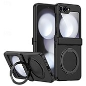 cheap Samsung Cases-Phone Case For Samsung Galaxy Z Flip 6 Z Flip 5 Z Flip 4 Z Flip 3 Back Cover with Stand Holder Magnetic Support Wireless Charging Retro TPU PC