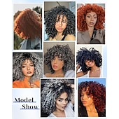 abordables Perruques Synthétiques Sans Bonnet-perruques afro bouclées avec frange pour femmes noires perruque synthétique bouclée crépue résistante à la chaleur pour une fête quotidienne