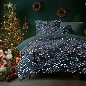baratos Quarto de Natal-capa de edredom de natal com design de visco 100% algodão roupa de cama festiva para férias macia e aconchegante inclui capa de edredom e fronhas para decoração sazonal de quarto tamanho queen king