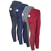 cheap Yoga Leggings &amp; Tights-Women&#039;s Yoga Pants Yoga Leggings Mesh Pocket High Waist Yoga Gym Workout Pilates Tights Black Burgundy Dark Navy Fall Sports Activewear Stretchy Slim