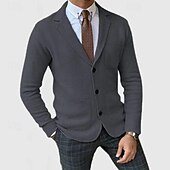 preiswerte Herrenjacken &amp; Herrenmäntel-Herren Leichte Jacke Freizeitjacke Blazer Sakko Täglich Urlaub Weich Tasche Herbst Winter Glatt Modisch Klassisch Kargen Standard Schwarz Blau Khaki Hellgrau Armeegrün Jacken