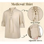 preiswerte Outfits-8-teiliges Wikinger-Piratenkostüm für Herren mit Rüstungsset, Retro-Vintage-Mittelalter-Renaissance, 17. Jahrhundert, Ritter, Ranger, Elfen, Walhalla, für Halloween, Karneval, Larp, Renaissance Faire