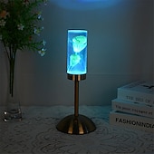 baratos Candeeiros de mesa-acrílico flor eterna candeeiro de mesa tri cor temperatura cor luz gradiente led criativo noite luz quarto lâmpada cabeceira atmosfera decoração ornamento aniversário presente usb 1pc