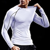 economico T-shirt e Canottiere da Corsa-Per uomo Maglia a compressione Maglia atletica Maglietta da Palestra Maglietta Fitness Manica Lunga Maglietta Casuale Athleisure Autunno Blocco di colori Asciugatura Rapida Morbido Traspirante