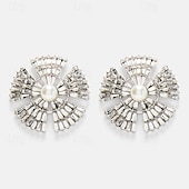 economico Orecchini-Per donna Orecchini a bottone geometrico Con fiocco di neve Prezioso Vintage Moda Perle finte Diamanti d&#039;imitazione Orecchini Gioielli Argento Per Matrimonio Feste Giornaliero 1 paio