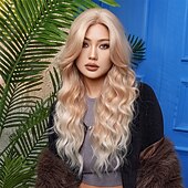 voordelige Synthetische trendy pruiken-Synthetische pruiken Uniformen carrière Kostuums Prinses Gekruld Golvend Middelste stuk Gelaagd kapsel Machinegemaakt Pruik 66.0 cm Goudroze Synthetisch haar Dames Cosplay Feest Modieus Roze