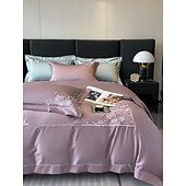 economico Collezione d&#039;elite-Set copripiumino da 4 pezzi, 100% cotone biologico, tessuto morbido e traspirante, include copripiumino e federe per un sonno confortevole.