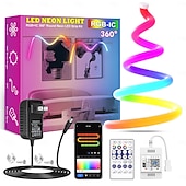 رخيصةأون إضاءات نيون LED-شريط إضاءة نيون RGB مقاوم للماء بطول 2-5 أمتار مع إضاءة بكسل قوس قزح قابلة للعنونة ومزود بشبكة واي فاي &amp;التحكم في التطبيق ومزامنة الموسيقى لعلامة LED DIY &amp;ديكورات حائط dc12v ws2811