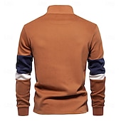 economico Felpe di base-felpe con collo finto e cerniera a un quarto da uomo, pullover casual patchwork, felpa in misto cotone per uomo