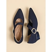 ieftine Block Heels-pantofi de damă din tricot Mary Jane cu curea cu cataramă – pantofi confortabili și eleganti cu toc joasă pentru ținute casual sau de birou