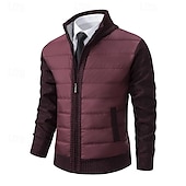 cheap Men&#039;s Cardigan Sweater-Men&#039;s Cardigan Sweater Dress Sweater Zip Sweater Sweater Jacket Fleece Sweater Ribbed Knit Stand Collar Clothing Apparel Winter Red Navy Blue S M L