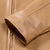 preiswerte Kunstlederjacke-Herren Kunstlederjacke Hemdjacke übergangsjacke Bikerjacke Urlaub Täglich Winddicht Warm Tasche Herbst Winter Einfach Mode Klassisch Stehkragen Regulär Kunstleder Schwarz Khaki Jacken