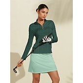 cheap Polos &amp; Quarterzips-Women&#039;s Golf Polo Shirt Green Dark Blue Long Sleeve Top Ladies Golf Attire Clothes Outfits Wear Apparel