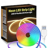economico Luci intelligenti-Striscia luminosa al neon a LED da 2 m e 6,56 piedi flessibile USB con temperatura di colore bianco caldo rosa giallo verde rosso impermeabile IP65 per decorazioni natalizie per interni ed esterni