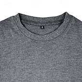 cheap Waffle Knit Tee-Men&#039;s Waffle Shirt T Shirt Tee Top Long Sleeve Shirt Long Sleeve Crew Neck Spring &amp;  Fall Plain Fashion Designer Basic Knitted Vacation Street Going out Dark Brown Dark Grey Black Top Tee for Men
