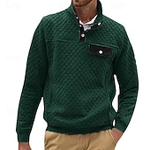 abordables Sudaderas Básicas_-Hombre Sudadera Negro Blanco Verde Oscuro Gris Claro Gris Oscuro Cuello Mao Bloque de color Jacquard Retazos Bolsillo Estriado Deporte Diario Festivos Poliéster Texturizado Ropa de calle Básico Casual