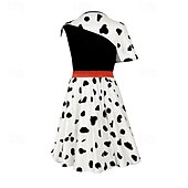 levne Dívčí kostýmy-Sto a jeden dalmatin Cruella de Vil Šaty Maškarní Cosplay kostým Obleč se Filmové kostýmy for Dívčí Dětské Plesová maškaráda Párty a večer