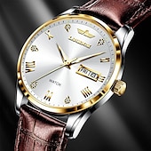 ieftine Ceasuri Quartz-Ceas de mână pentru bărbați Brand Trend Fashion Sports cu calendar dublu nocturn luminos automat complet ceas din oțel