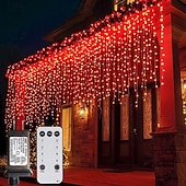 billige Elektrisk støpsel-utendørs juleistapper vindu gardinlys 6x1m-300led plugg i 9 farger fjernkontroll vindusvegglampe varm hvit rgb til soveromsfest hage julepynt 31v eu/us/au/uk plugg