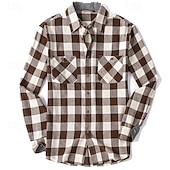 economico Camicie da uomo-Per uomo Camicia Camicia di flanella Sovracamicia A quadri Esterno Strada Nero Bianco Rosso Blu marino Manica lunga Colletto Primavera &amp; Autunno Abbigliamento