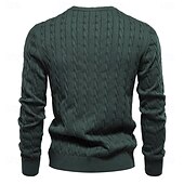 economico maglione pullover da uomo-maglione da uomo in cotone con ricamo giraffa, girocollo, classico pullover lavorato a maglia con motivo a torsione per uomo
