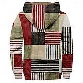 cheap Geometric Pattern-Men&#039;s Plaid Fleece Hoodie Hoodies Hoodie Long Sleeve Hooded Sweatshirt Hooded Fashion 3D Print Party Streetwear Red Drawstring Fall Winter Designer