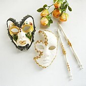 preiswerte Maske-Halloween Maske Venezianische Maske Maske am Stiel Karnevalsmaske Erwachsene Unisex Halloween Karneval Party-Abendmode Maskerade Abschlussball Einfache Halloween-Kostüme Verkleiden