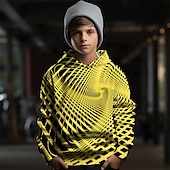 billiga Pojkens 3D Vision &amp; Geometri-Pojkar 3D Grafisk Geometrisk Huvtröja Långärmad Vår Höst Mode Streetwear Barn 4-12 år Huva Utomhus Ledigt Dagligen Normal