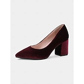 preiswerte Halbformell-Elegante Pumps aus grünem Samt mit Blockabsatz für Damen – spitze Abendschuhe fürs Büro, Partys und formelle Anlässe