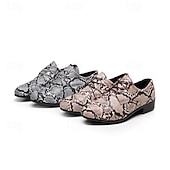 baratos Semi-formal-sapatos sociais masculinos com cadarço e estampa de cobra - sapatos oxford formais com padrão exótico para festas e eventos