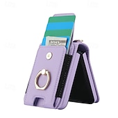 cheap Samsung Cases-Phone Case For Samsung Galaxy Z Flip 7 Z Flip 6 Z Flip 5 Z Flip 4 Z Flip 3 Back Cover Ring Holder with Lanyard with Wrist Strap Retro TPU PU Leather