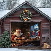 tanie Osłony drzwi garażowych na Boże Narodzenie-Boże Narodzenie na zewnątrz garaż drzwi pokrywa xmas baner święty mikołaj centrum handlowe duże tło świąteczne dekoracja na święta zewnętrzne garaż drzwi dekoracje ścienne domu