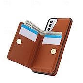 Недорогие Чехлы для Samsung-телефон Кейс для Назначение S24 Ultra Plus S23 S22 S21 S20 Ultra Plus FE A55 5G A14 A54 A72 А73 А53 A71 A12 Кейс на заднюю панель со стендом Кольца-держатели Разъем для карты Ретро ТПУ Кожа PU